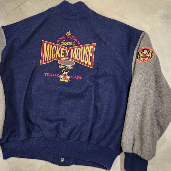 VTG Walt Disney Mens L Large Mickey Mouse Wool Varsity Bomber Jacket USA Made